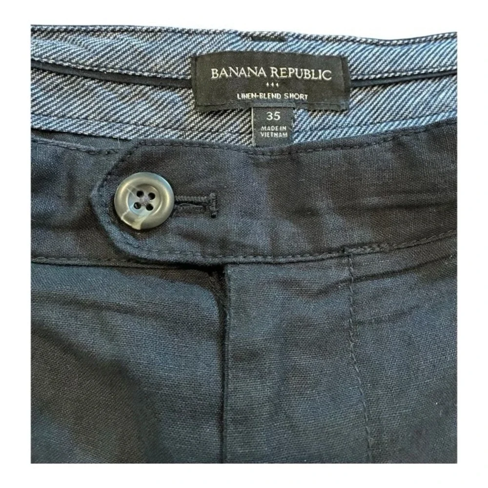 BANANA REPUBLIC Men's Shorts Linen-Blend Slim Fit 9in Inseam Black SZ. 35‎